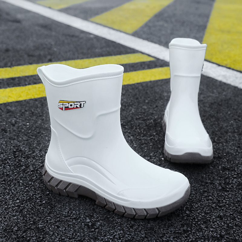 Kitchen Job - White Mid-Calf Rain Boots Women's Summer
