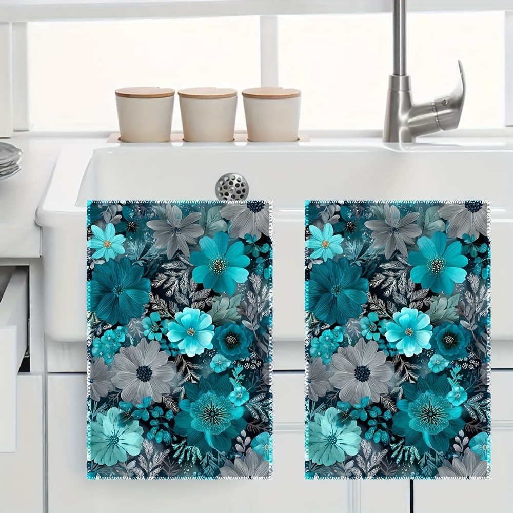 2Pcs, Blue Floral Kitchen Towe - đánh giá và giá Kitchen Baking Cloth