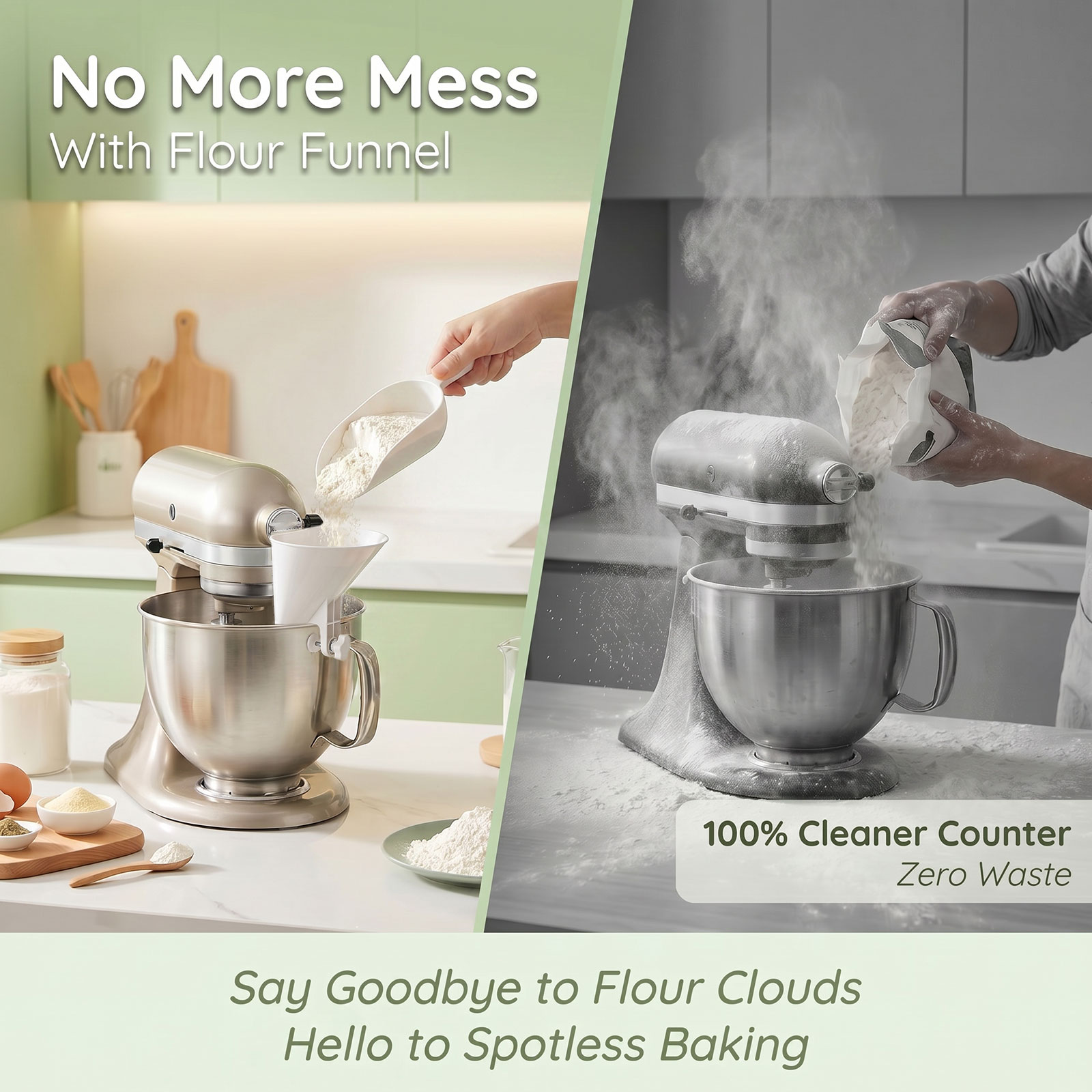 Spill Proof Flour Funnel for 4 - đánh giá và giá Kitchen Baking Mixer